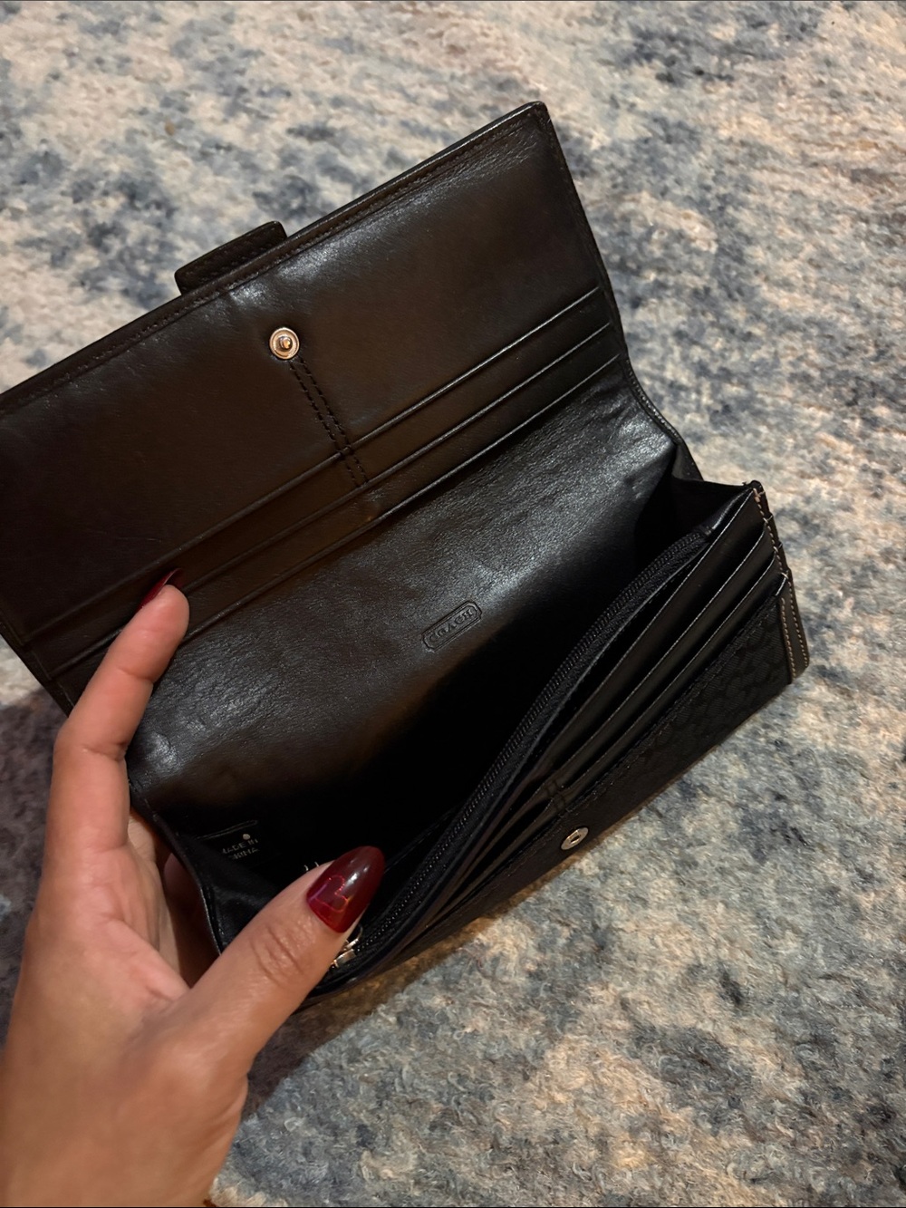 Coach Black Signature Continental Wallet with Gold Hardware - Picture 5 of 10